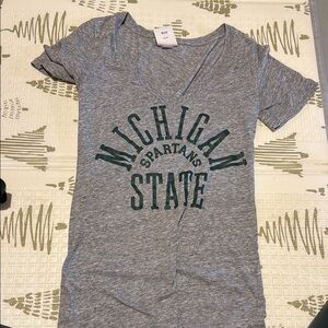 PINK Victoria's Secret Gray Michigan Spartans Tee